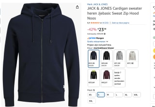 Jack & Jones JJEBASIC ZIP HOODY voor €23,38 bij Amazon