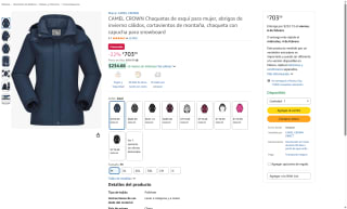 Chaqueta de Esquí CAMEL CROWN Mujer por $704 | Amazon