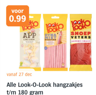 Alle Look-O-Look hangzakjes t/m 180 gram voor €0,99 bij de AH