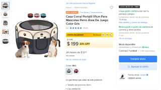Casa Corral Portátil 91cm para Mascotas por $199 | Mercado Libre