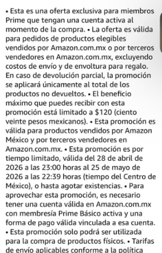 Cupón Amazon: $120 de Descuento | Prime Básico Telcel