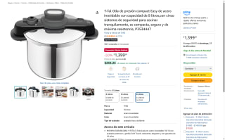 T-fal Olla Presión 8L Inoxidable por $1,399 | Amazon
