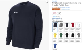 Nike Fleece Park 20 Sweater Junior voor €15,71 bij Amazon