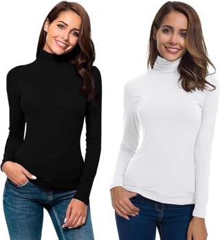 Blusas Térmicas Mujer Cuello Tortuga 2 Unidades Negro Blanco por $129 | Amazon