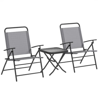 Outsunny Conjunto 3 piezas de terraza con mesa cristal y sillas plegables por 55.99€