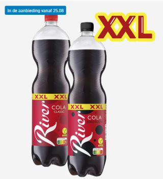 River Cola regular of zero sugar 2L voor €0,99 bij de Aldi