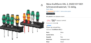 Wera Schroevendraaierset Kraftform XXL voor €36,08 bij Amazon