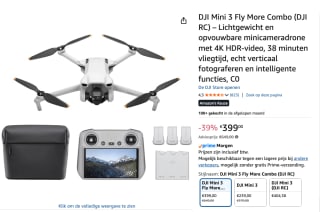 DJI Mini 3 Fly More Combo (DJI RC) voor €399 bij Amazon