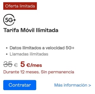 Movistar Tarifa Móvil Ilimitada por solo 5€ clientes Digi