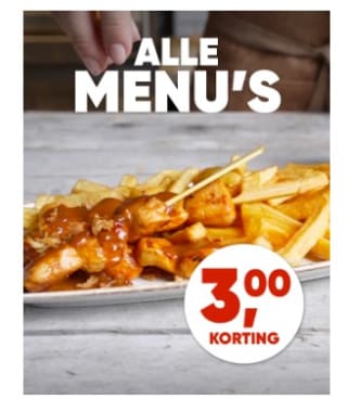 €3 korting op alle menu's bij Kwalitaria