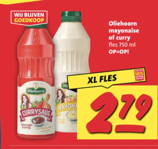 oliehoorn mayonaise of curry voor €2,79 bij nettorama