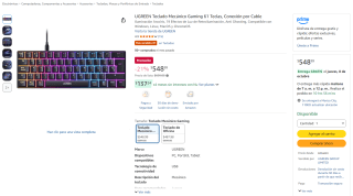 UGREEN Teclado Mecánico Gaming 61 teclas por $449 en Amazon