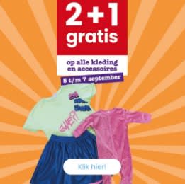 2+1 gratis op alle kleding en accessoires bij Kringloopwarenhuis Het Goed