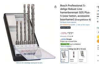 Bosch Professional 5-delige Robust Line hamerborenset SDS Plus-5 voor €11,91