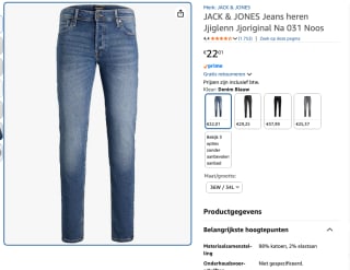 JACK & JONES Slim fit jeans met stretch voor €22,01 bij Amazon