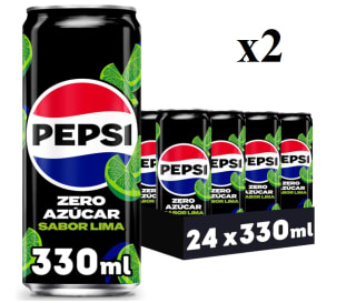 2 Packs de 24 latas de PEPSI ZERO Refresco cola a la lima 0% lata 33 cl por 20.34€