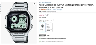 Casio Collection AE-1200WH voor €35,75 bij Amazon