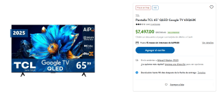Pantalla TCL 65 QLED por $7,497 | Sam's Club