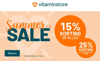 25% korting op Vitaminstore merk, 15% korting op bijna alle andere merken