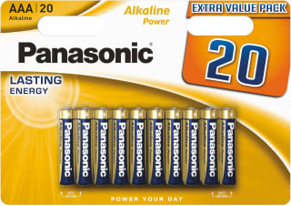Panasonic, Pilas AAA, 20 Unidades, Micro, LR03, Alcalinas, 1,5 V por 6.59€