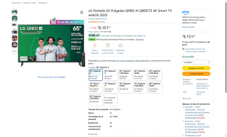 LG Smart TV 65" QNED AI por $7,267 | Amazon (BBVA MSI)