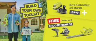 Ryobi 4.0Ah Battery & Charger Kit + Free Tool - £99.99