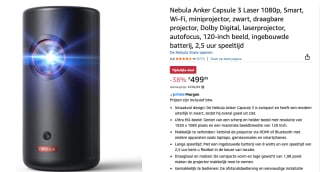 Anker Nebula Capsule 3 Laser – Draagbare Smart Mini Projector voor €499 bij Amazon
