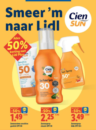 50% korting op alle Lidl Zonbescherming,