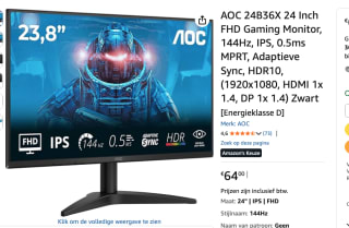 AOC 24B36X monitor voor €64 bij Amazon