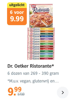 6 Stuks Dr. Oetker Ristorante* voor €9,99 bij de AH in Belgie
