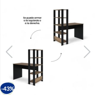 Escritorio Baum Match 120x134.5 Cm Café Pino/Negro Rebaja $79.990 solo en Dimarsa, cl