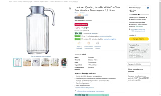 Jarra Luminarc Quadro 1.7L por $139 | Oferta Amazon