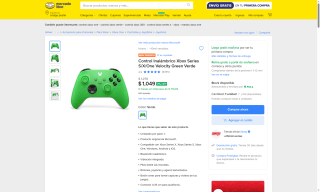 Control Xbox Velocity Green por $976 | Oferta Mercado Libre