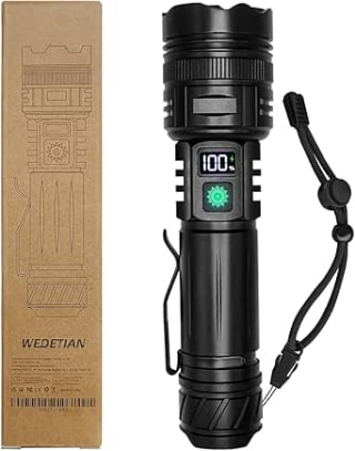 Linterna LED Alta Potencia 30000 Lúmenes, Recargable USB Táctica Militar por 12.09€