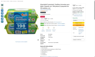 Kleenbebé Suavelastic 198 Toallitas Húmedas por $54 | Amazon