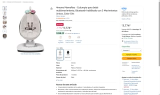Columpio Smart 4moms MamaRoo Gris por $3,774 | Amazon