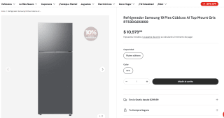 Refrigerador Samsung 19 Pies Cúbicos AI Top Mount Gris por $10,279 | Waldo's