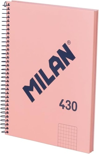 MILAN Cuaderno A5 tapa dura, cuadrícula 5 x 5 mm, 80 hojas por 2,76€ verde y rosa