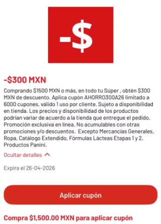 Cupón Soriana: $300 de Descuento en $1,500 de Mandado