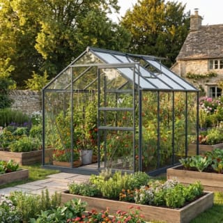 Serre de jardin en aluminium anthracite et verre trempé Green Protect à 679€