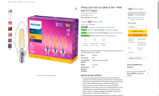 Foco LED Philips Vela 4.5W E12 por $57 | Oferta Amazon