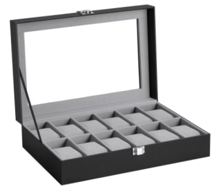 SONGMICS Caja de Relojes con 12 Compartimentos por 12.25€