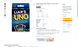 Juego UNO Liars Pirata por $78 | Oferta Amazon