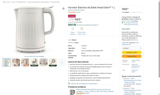 Hervidor Eléctrico Soho 1L Doble Pared por $694 | Amazon