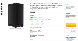 Corsair Airflow Mini-ITX 2000D por $1,469 en Amazon