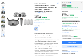 DJI Dron Neo Motion Combo 4K por $6,497 | Oferta Mercado Libre