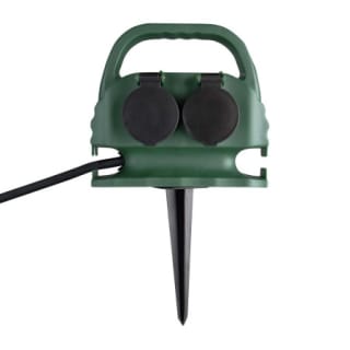2 Regletas de Exterior 4 Enchufes Schuko con Tapa 2m Verde por 21.49€