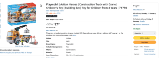 PLAYMOBIL Action Heroes Bouwtruck met kraan voor €17,97 bij Amazon
