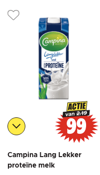 Campina Lang Lekker proteïne melk voor €0,99 bij Dirk