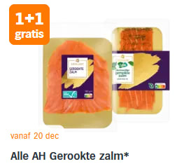 Alle AH Gerookte zalm 1+1 gratis